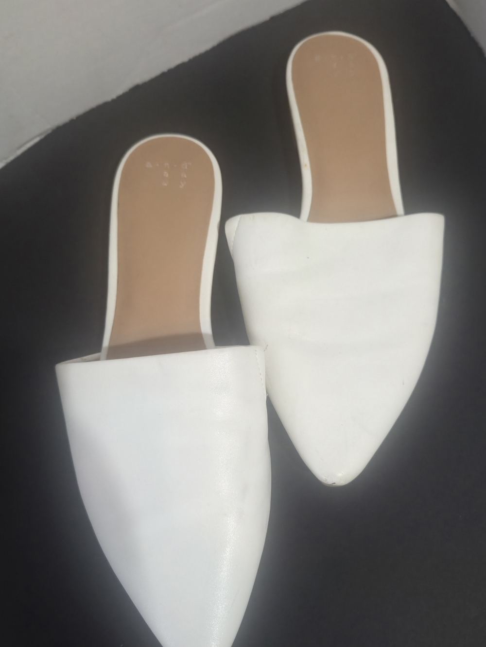 a new day Size 10 White Pointed Toe Slip-On Mules